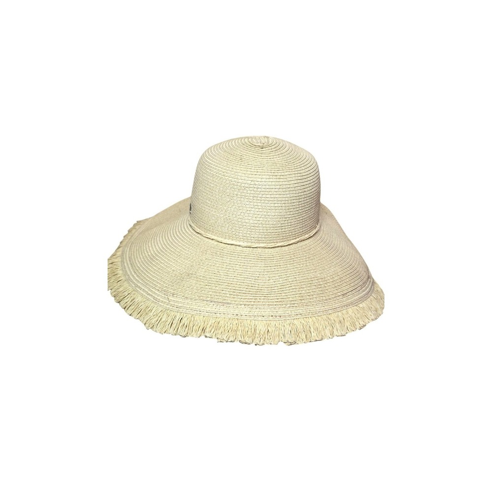 Sun N Sand Women's Beach Gardening Wide Brim Straw Sun Hat Fringe Edge & Bow Tie